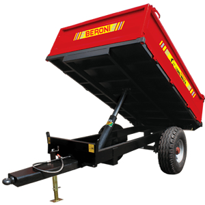 Tractor mounted tipping trailers