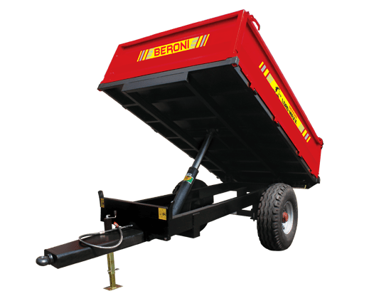 Tractor mounted tipping trailers